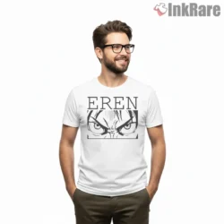 Eren Yeager Intense Eyes Manga Panel Shirt on white short sleeve shirt for men graphic tee