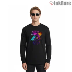 Eren Yeager Neon Titan Aura Shirt on black long sleeve shirt for men graphic tee