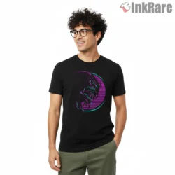 Eren Yeager Neon Titan Profile Shirt on black short sleeve shirt for men graphic tee