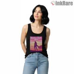 Eren Yeager Pastel Sunset Journey Shirt on black tank top for women graphic tee