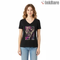 Eren Yeager Titan Slash Action Shirt on black v-neck shirt for women graphic tee