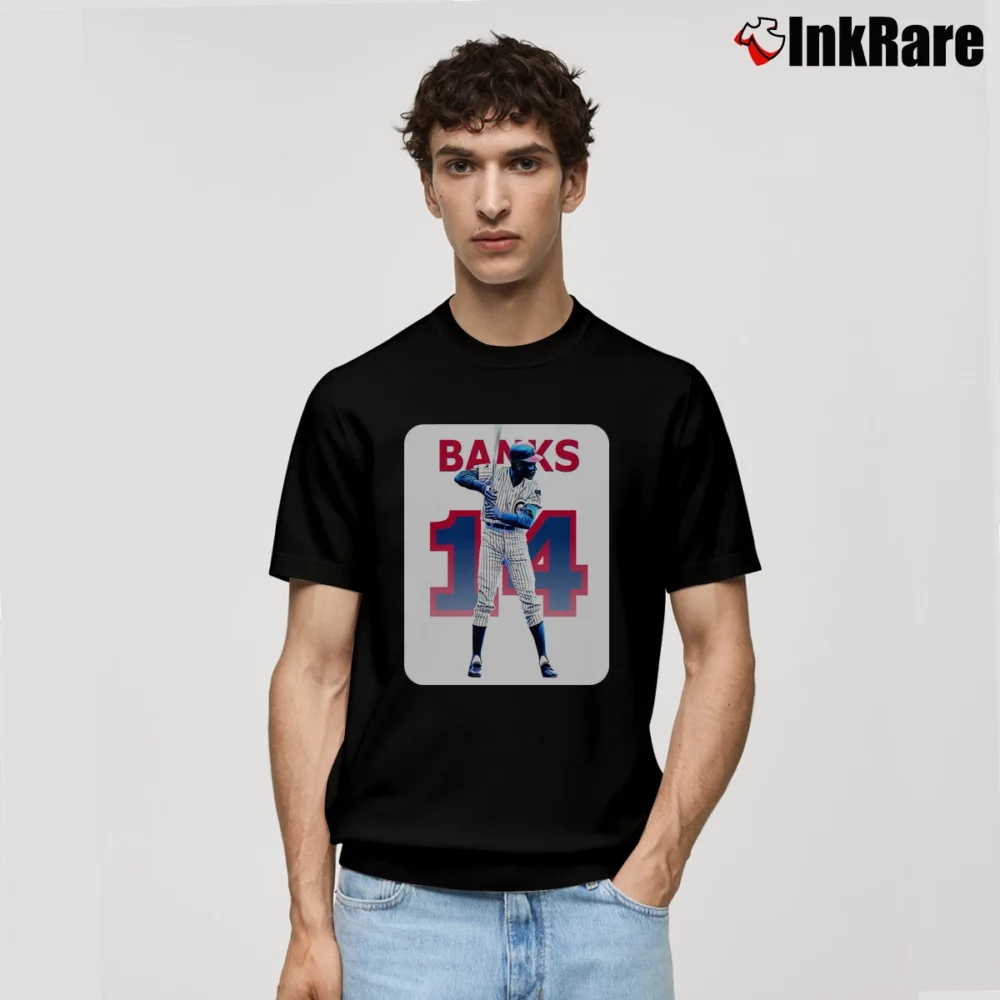 Men’s Ernie Banks 14 Chicago Cubs Baseball Legend Classic T-Shirt in black | Soft, Breathable Everyday Wear