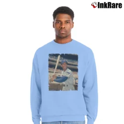 Men’s ernie banks chicago cubs for MLB Legends Fans Crewneck Sweatshirt in light blue | Cozy Fabric, Clean Style