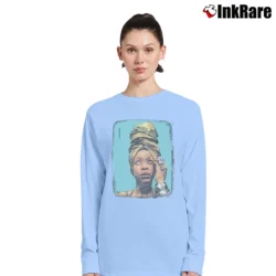 Women’s Erykah Badu Music Icon Long-Sleeve Top in light blue | Sleek, Versatile, All-Season
