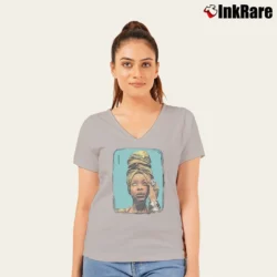 Women’s Erykah Badu Music Icon V-Neck Tee in sport grey | Chic Neckline, Soft Texture