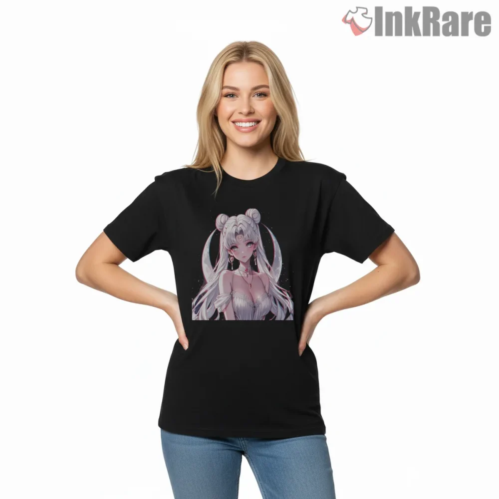 Ethereal White Valentine Magical Elegance Shirt on black short sleeve shirt for women graphic tee