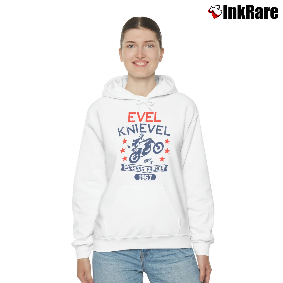 Women’s Evel Knievel Caesar's Palace Jump Tribute Cozy Hoodie in white | Warm, Structured, Stylish