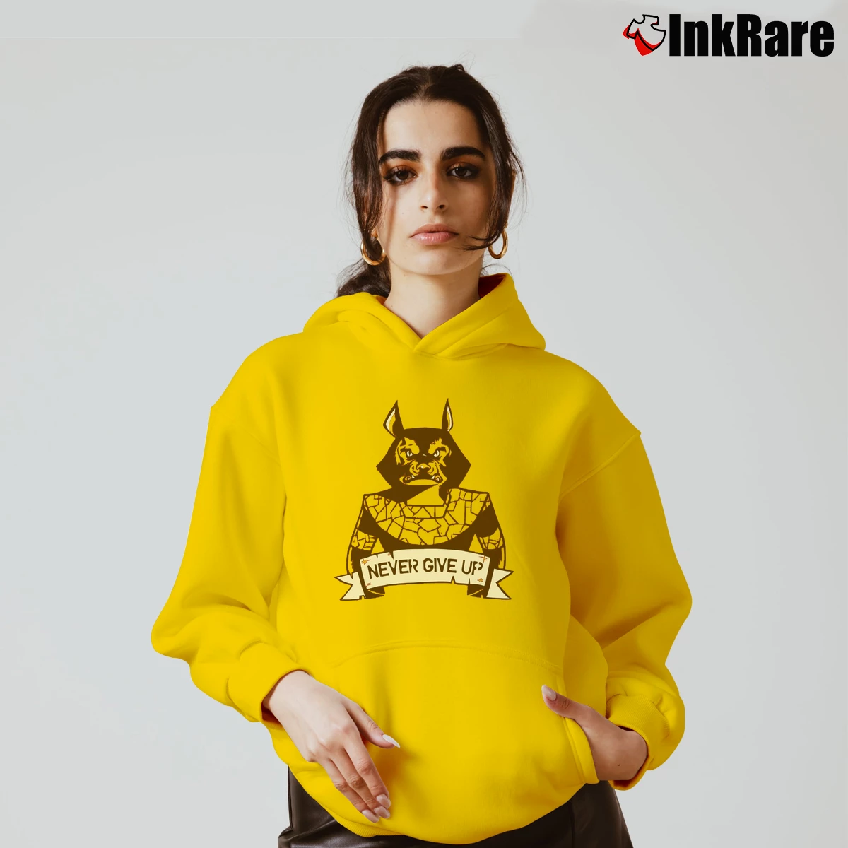 Women’s Everquest Never Give Up Cozy Hoodie in yellow | Warm, Structured, Stylish