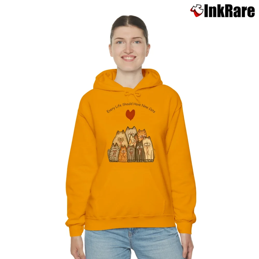 Women’s Every Life Should Have Nine Cats Cozy Hoodie in orange | Warm, Structured, Stylish