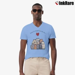 Men’s Every Life Should Have Nine Cats V-Neck Tee in light blue | Sharp, Breathable, Everyday Staple