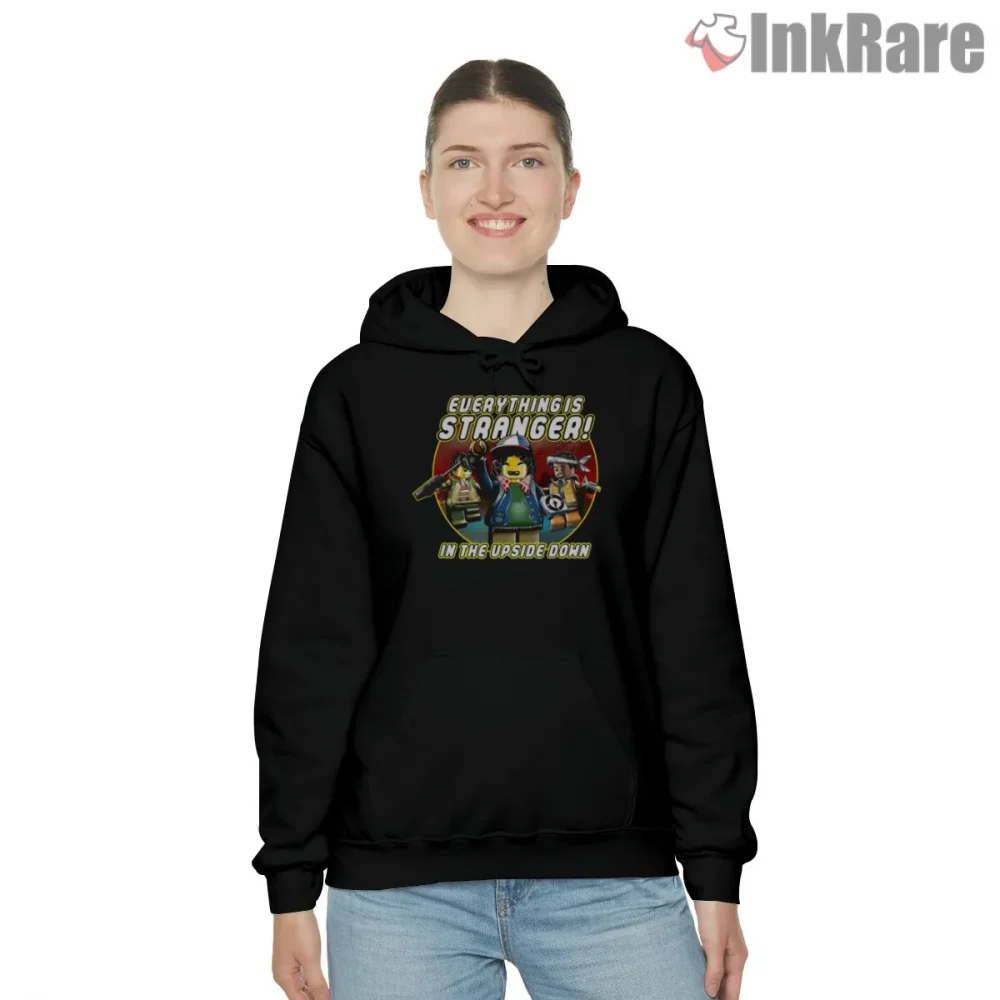 Everything Is Stranger Upside Down Adventure Shirt on black hoodie for women graphic tee