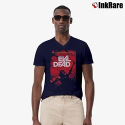 Men’s Evil Dead 2013 Movie Poster V-Neck Tee in navy | Sharp, Breathable, Everyday Staple