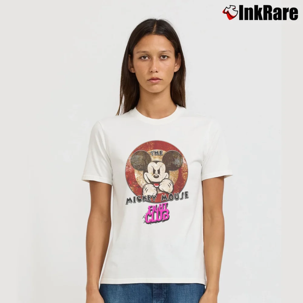 Women’s Evil Mickey Mouse Fight Club Tyler Durden Signature T-Shirt in white | Soft, Flattering Fit