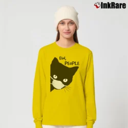 Women’s Ew People Black Cat Mask Quarantine Long-Sleeve Top in yellow | Sleek, Versatile, All-Season