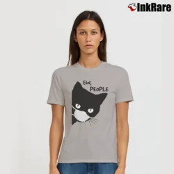 Women’s Ew People Black Cat Mask Quarantine Signature T-Shirt in sport grey | Soft, Flattering Fit