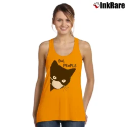 Women’s Ew People Black Cat Mask Quarantine Tank Top in orange | Lightweight, Movement-Friendly