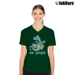 Women’s Ew People Dragon Lover Funny Gift V-Neck Tee in forest green | Chic Neckline, Soft Texture
