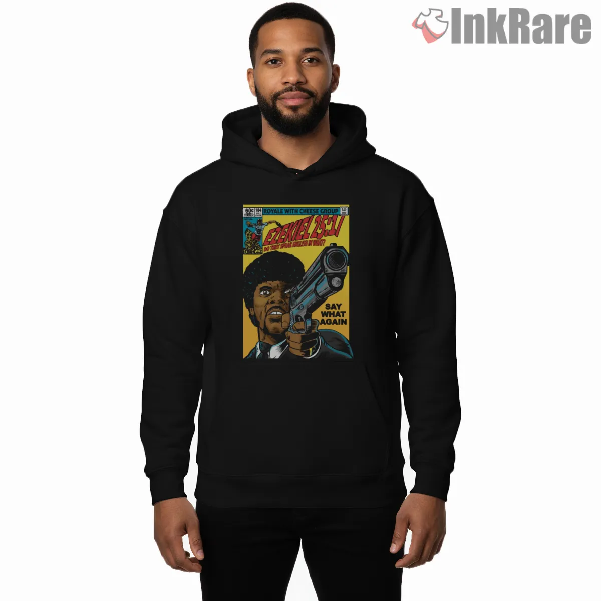 Ezekiel 2517 Comic Panel Tribute Shirt on black hoodie for men graphic tee