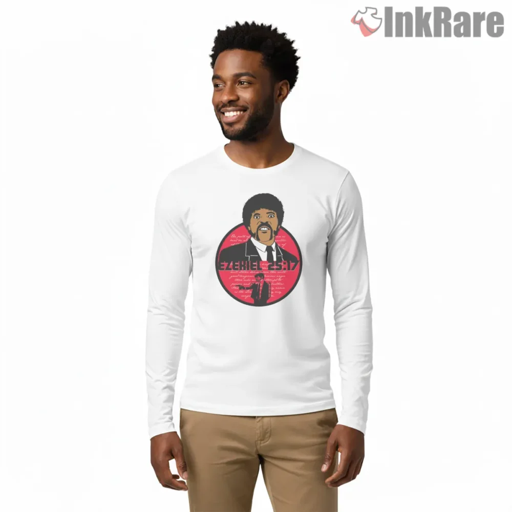 Ezekiel Twenty Five Seventeen Red Circle Shirt on white long sleeve shirt for men graphic tee