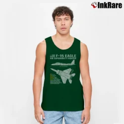 Men’s f15 eagle blueprint for Aviation and Fighter Jet Fans Tank Top in forest green | Breathable, Active-Friendly Design