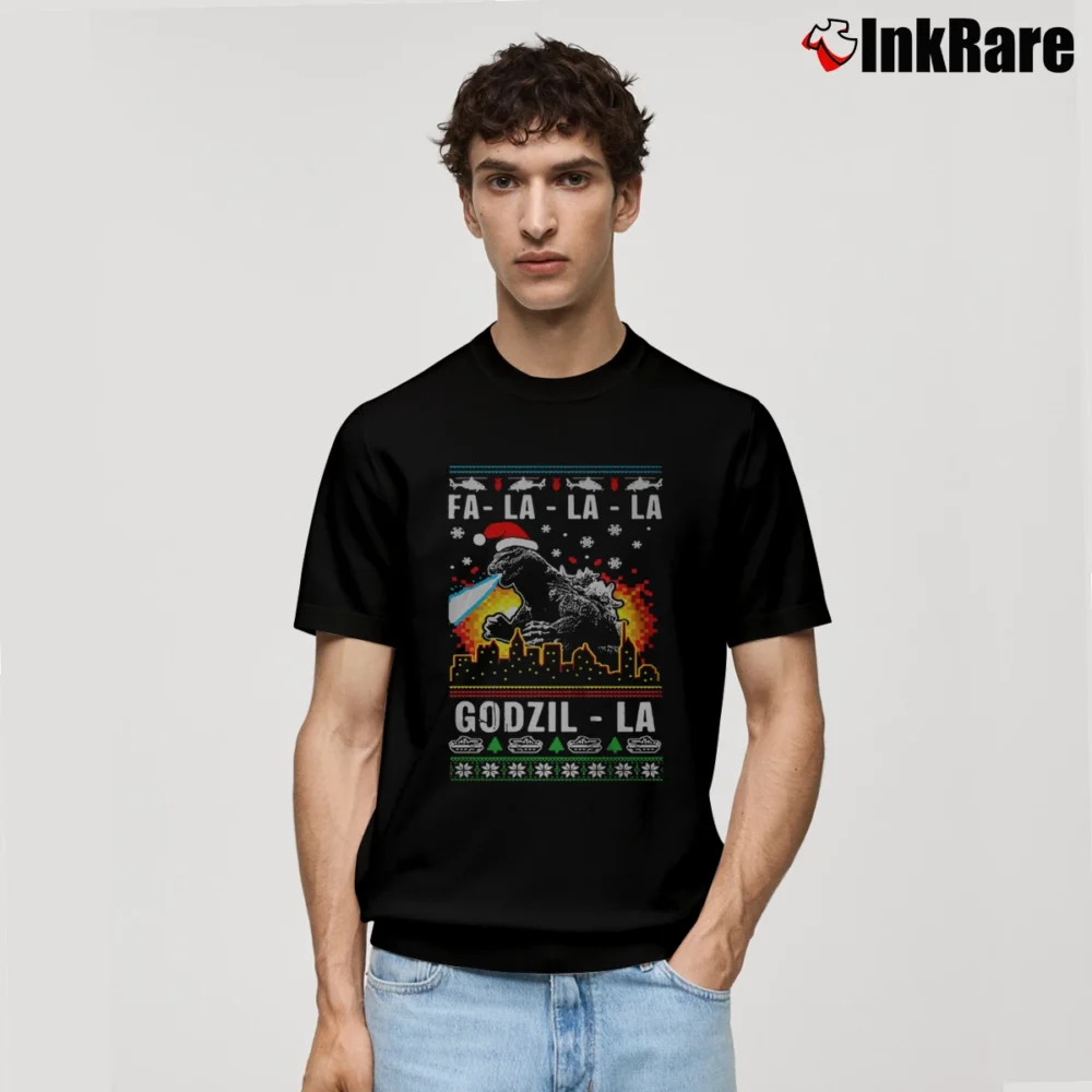 Men’s Fa La La La Godzilla Funny Ugly Christmas Classic T-Shirt in black | Soft, Breathable Everyday Wear