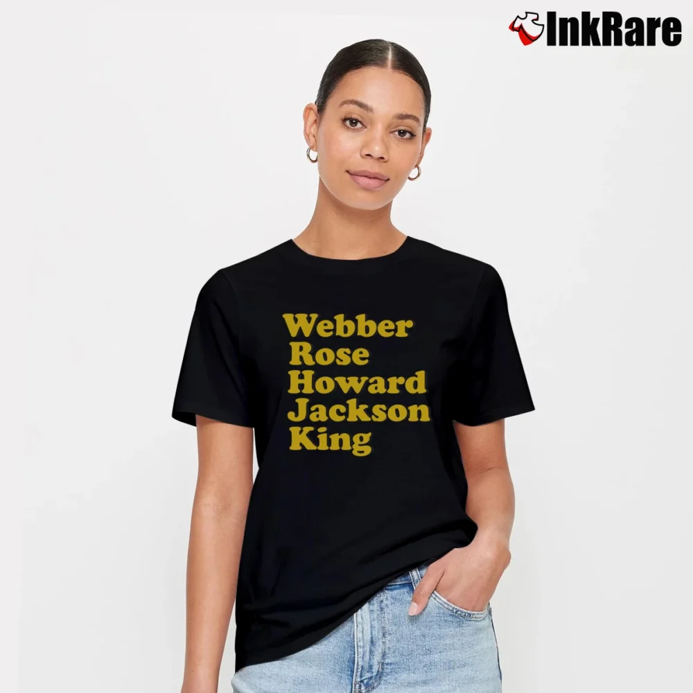 Women’s Fab 5 Names Basketball for Michigan Fans Signature T-Shirt in black | Soft, Flattering Fit