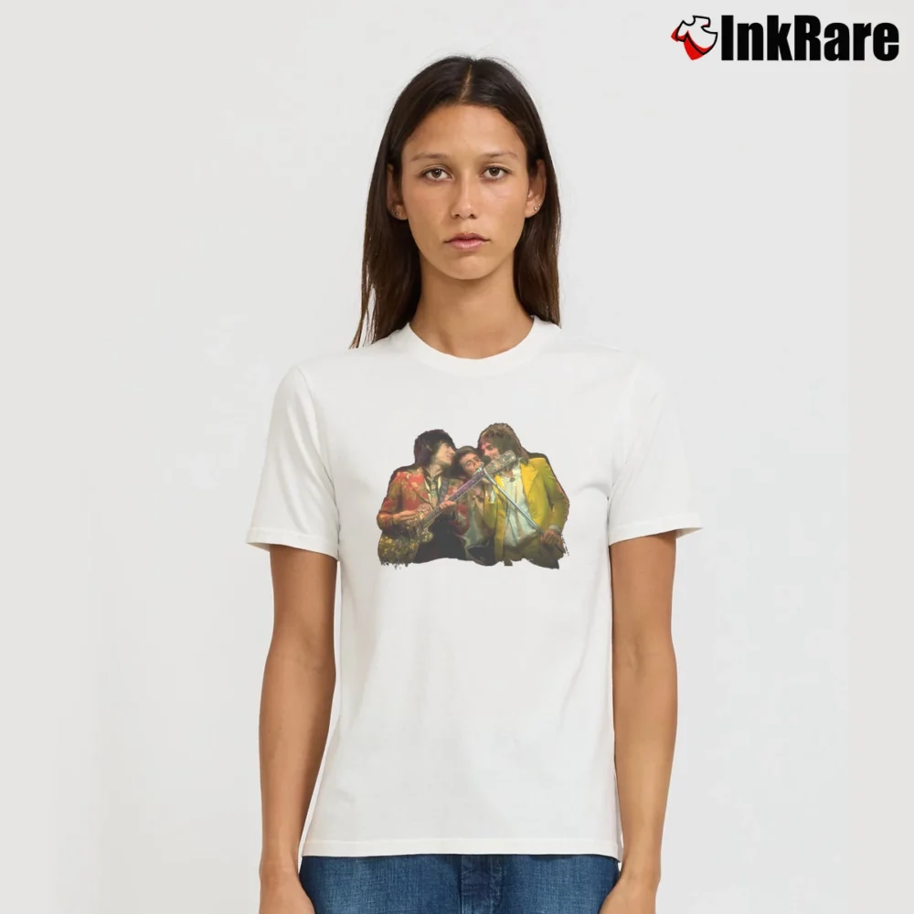 Women’s Faces Rod Stewart Ronnie Wood Signature T-Shirt in white | Soft, Flattering Fit