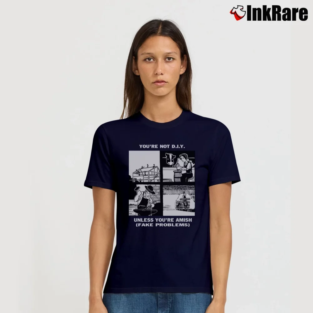 Women’s Fake Problems Diy Indie Rock Graphic Signature T-Shirt in navy | Soft, Flattering Fit