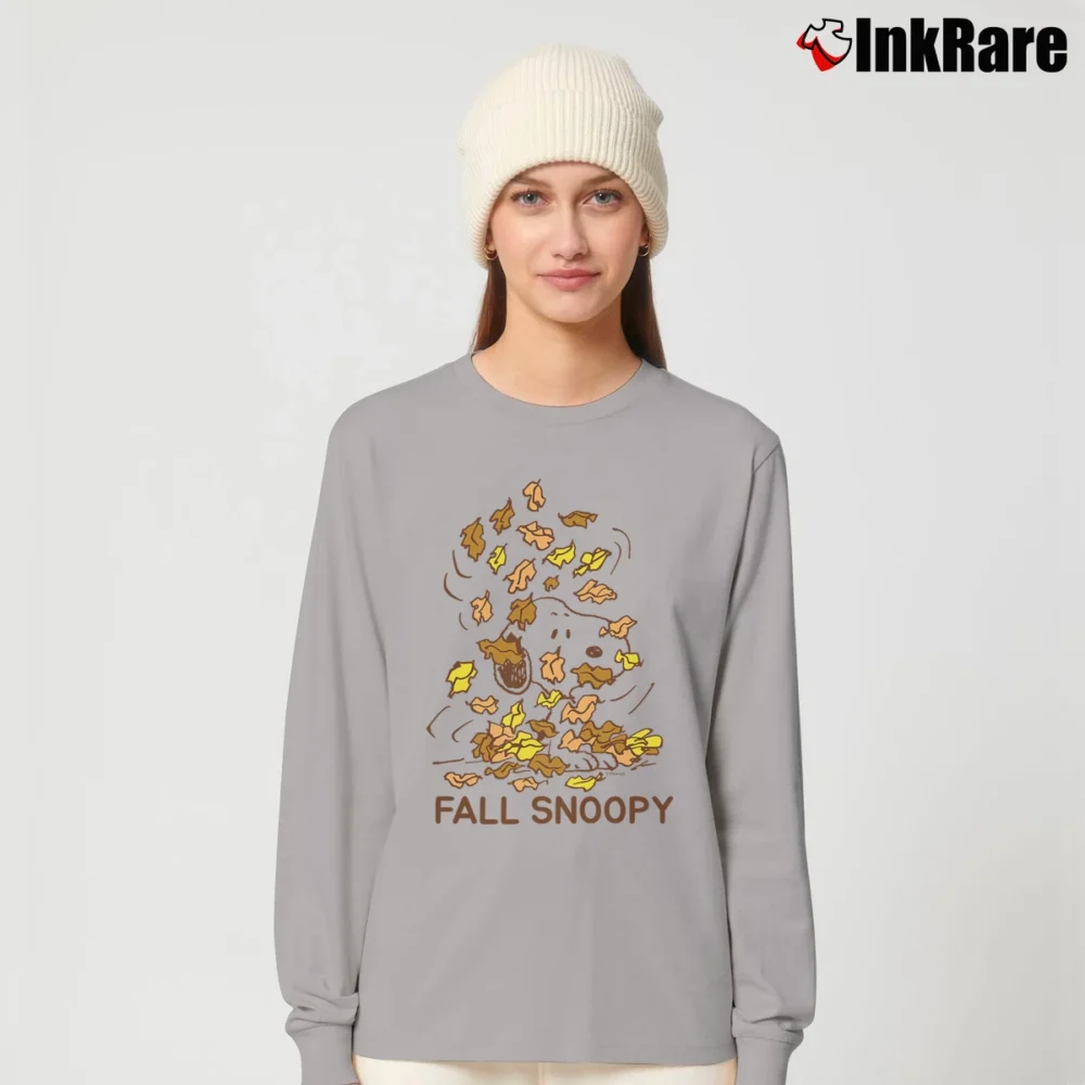 Women’s Fall Snoopy Autumn Leaves Long-Sleeve Top in sport grey | Sleek, Versatile, All-Season