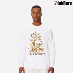 Men’s Fall Snoopy Autumn Leaves Long-Sleeve Shirt in white | Sleek, Lightweight, Year-Round Wear