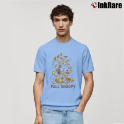Men’s Fall Snoopy Autumn Leaves Classic T-Shirt in light blue | Soft, Breathable Everyday Wear