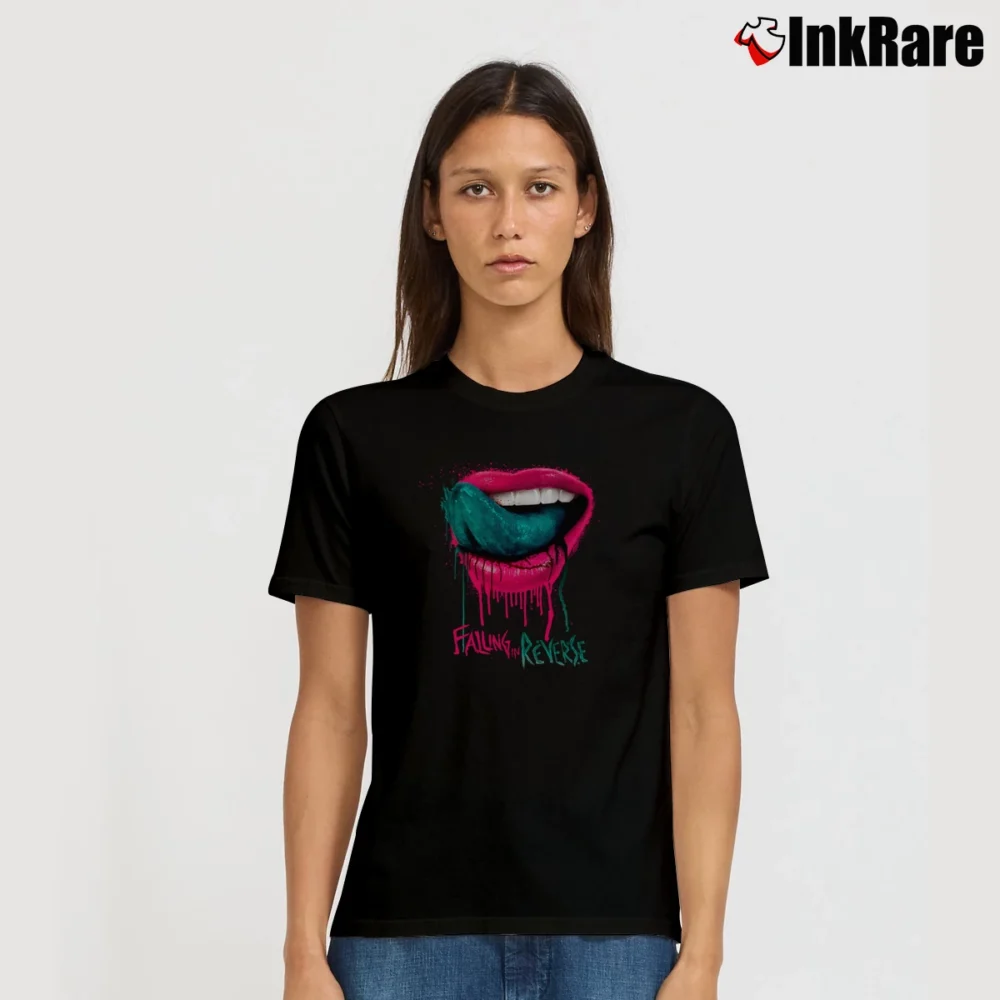 Women’s Falling In Reverse Lips Logo Signature T-Shirt in black | Soft, Flattering Fit