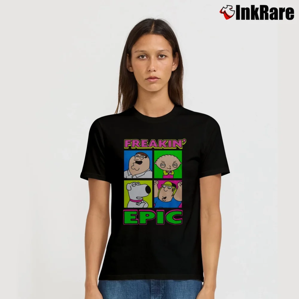 Women’s Family Guy Freakin Epic Pop Culture Signature T-Shirt in black | Soft, Flattering Fit