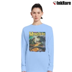 Women’s Famous Monsters Godzilla Vs Gamera Battle Long-Sleeve Top in light blue | Sleek, Versatile, All-Season