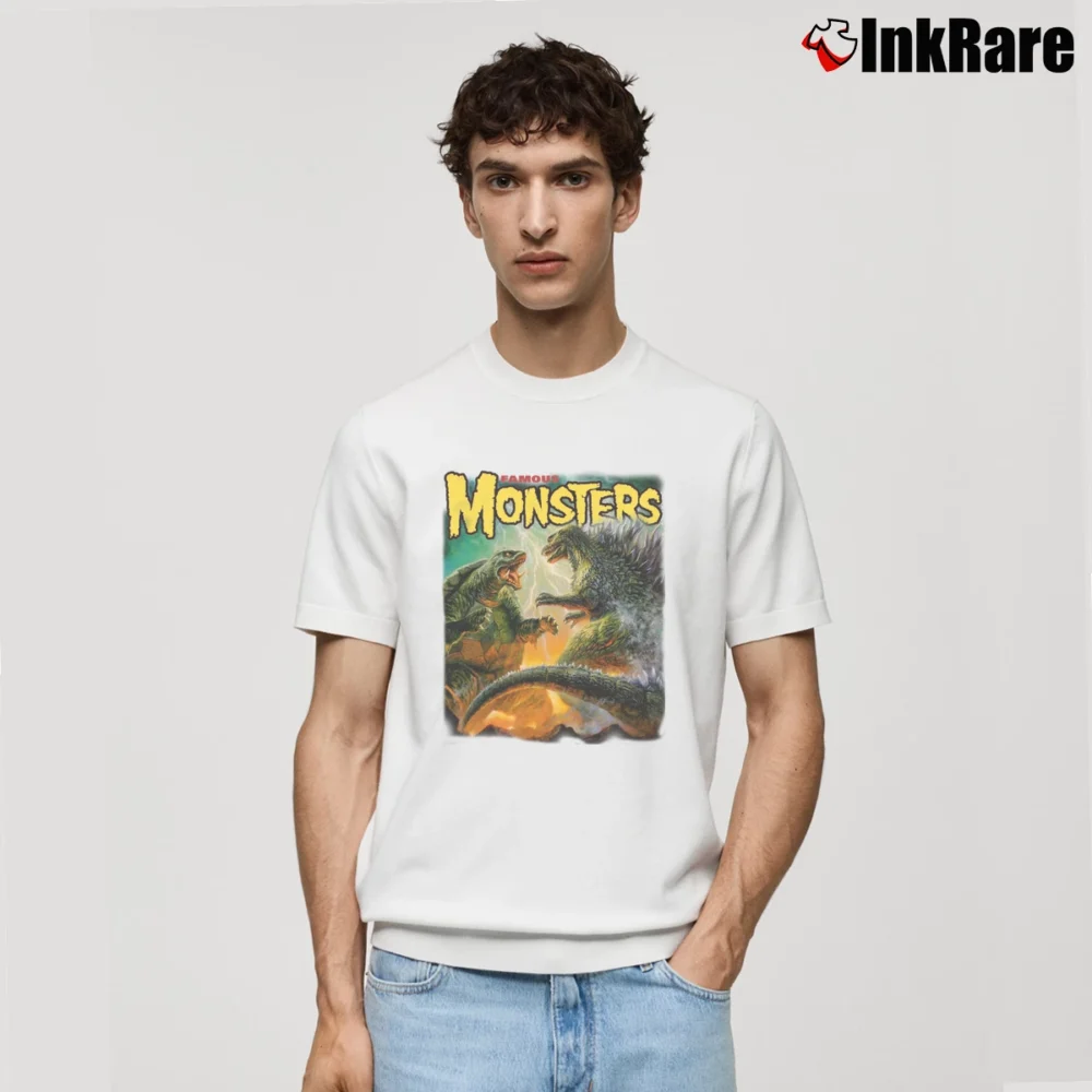 Men’s Famous Monsters Godzilla Vs Gamera Battle Classic T-Shirt in white | Soft, Breathable Everyday Wear