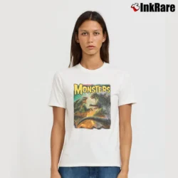 Women’s Famous Monsters Godzilla Vs Gamera Battle Signature T-Shirt in white | Soft, Flattering Fit