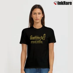 Women’s Famous Sammy's Steak House Roumanian Restaurant Signature T-Shirt in black | Soft, Flattering Fit