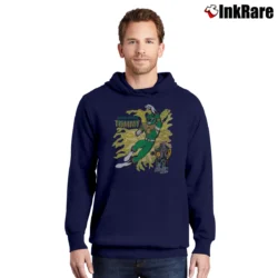 Men’s Fanatic 90s Power Rangers Green Ranger Tommy Oliver Mighty Morphin Gundam Mashup Pullover Hoodie in navy | Cozy, Durable, Modern Fit