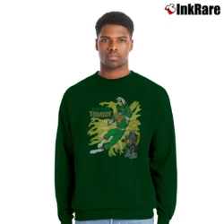 Men’s Fanatic 90s Power Rangers Green Ranger Tommy Oliver Mighty Morphin Gundam Mashup Crewneck Sweatshirt in forest green | Cozy Fabric, Clean Style