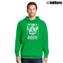 Men’s Fantastic Four Dr. Doom Mask Black Pullover Hoodie in irish green | Cozy, Durable, Modern Fit