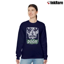 Women’s Fantastic Four Dr. Doom Mask Black Relaxed Sweatshirt in navy | Soft, Laid-Back Vibe