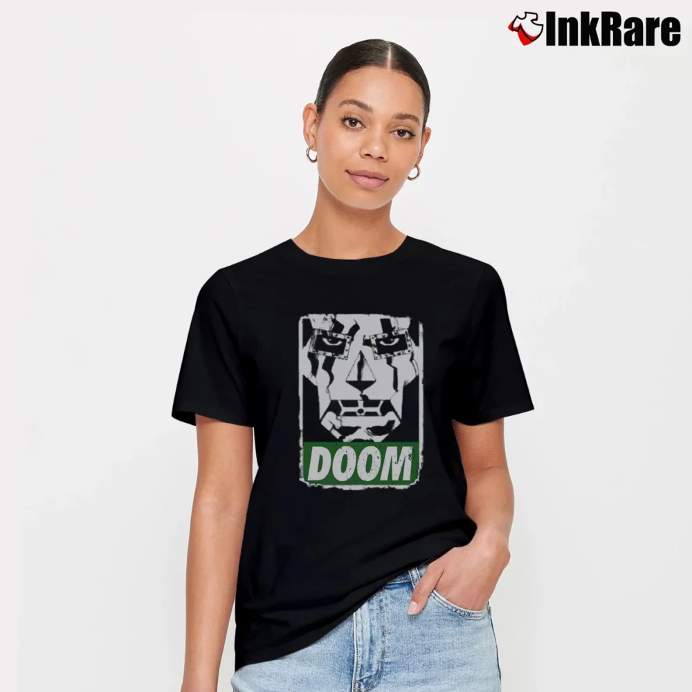 Women’s Fantastic Four Dr. Doom Mask Black Signature T-Shirt in black | Soft, Flattering Fit