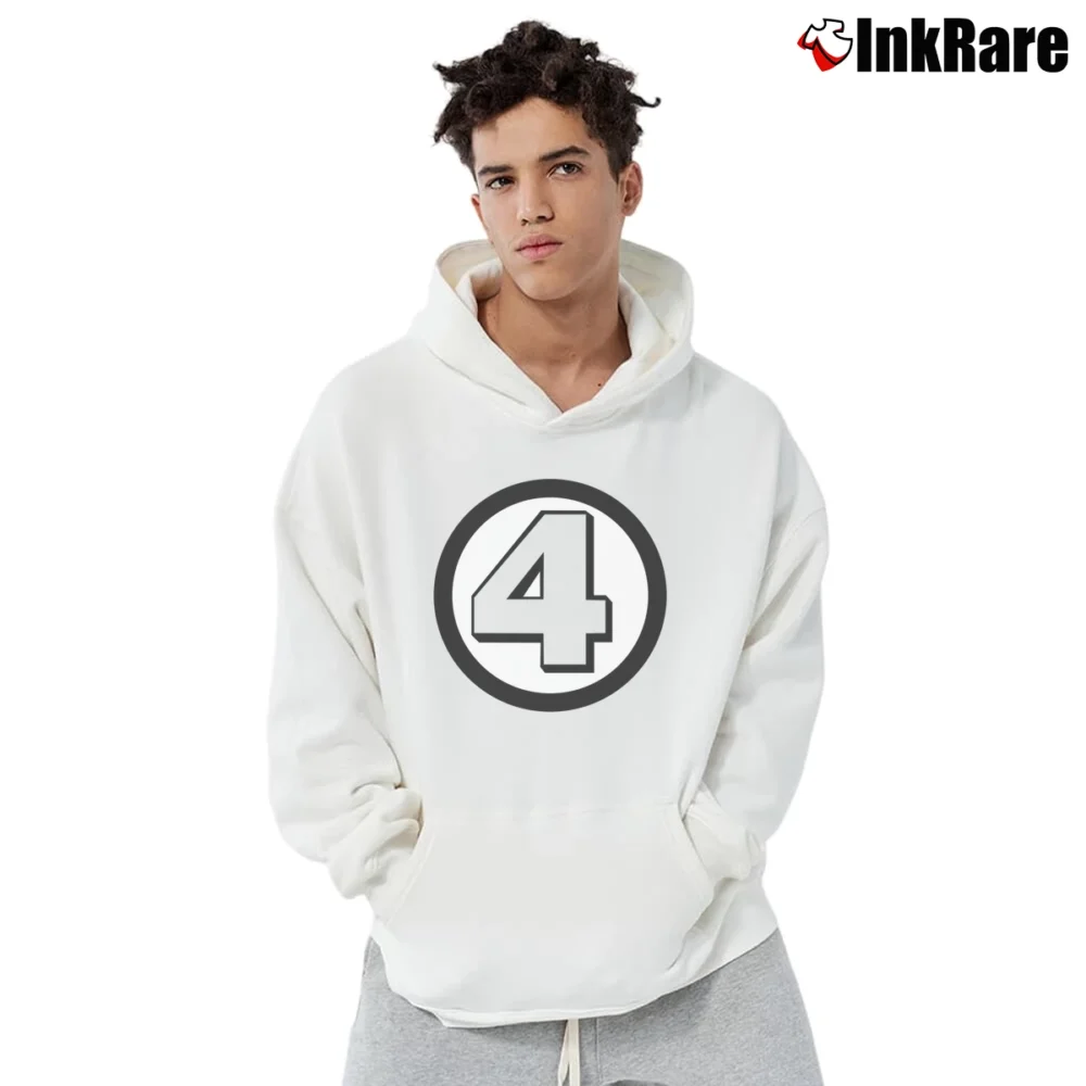 Men’s Fantastic Four Logo Marvel Comics Pullover Hoodie in white | Cozy, Durable, Modern Fit