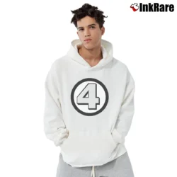 Men’s Fantastic Four Logo Marvel Comics Pullover Hoodie in white | Cozy, Durable, Modern Fit
