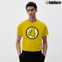 Men’s Fantastic Four Logo Marvel Comics V-Neck Tee in yellow | Sharp, Breathable, Everyday Staple