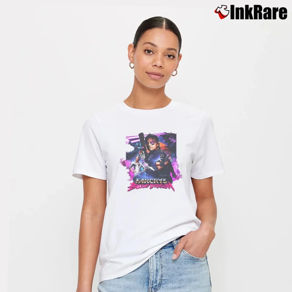 Women’s Far Cry 3 Blood Dragon Video Game Signature T-Shirt in white | Soft, Flattering Fit