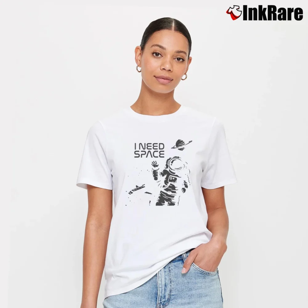 Women’s Far Out Funny Outer Space Geek Planets NASA Signature T-Shirt in white | Soft, Flattering Fit
