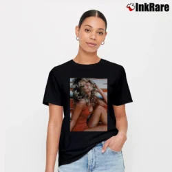 Women’s Farrah Fawcett 1976 Iconic Decal Graphic Signature T-Shirt in black | Soft, Flattering Fit