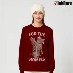 Women’s Fashion Kitty Cat For The Homies Long-Sleeve Top in maroon | Sleek, Versatile, All-Season