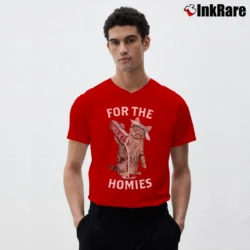 Men’s Fashion Kitty Cat For The Homies V-Neck Tee in red | Sharp, Breathable, Everyday Staple